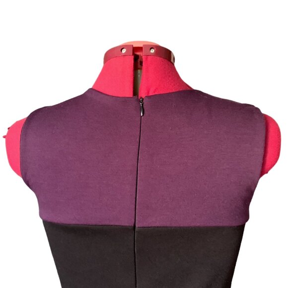 EVE LAVOIE - Asymmetrical short sleeveless dress black and burgundy  horse print - Picture 6 of 12